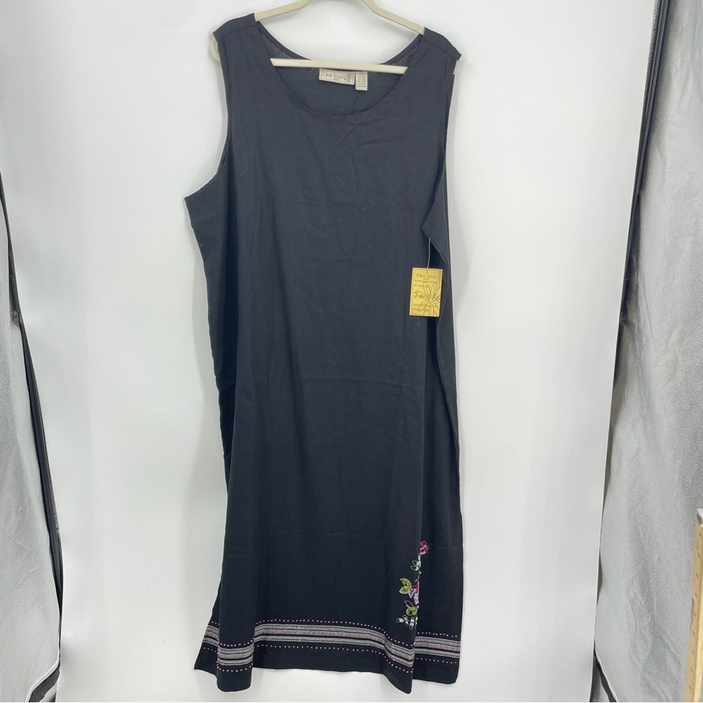 Jane Ashley Overall‎ Jumper Maxi Dress Black Sleeveless floral Modest 2X